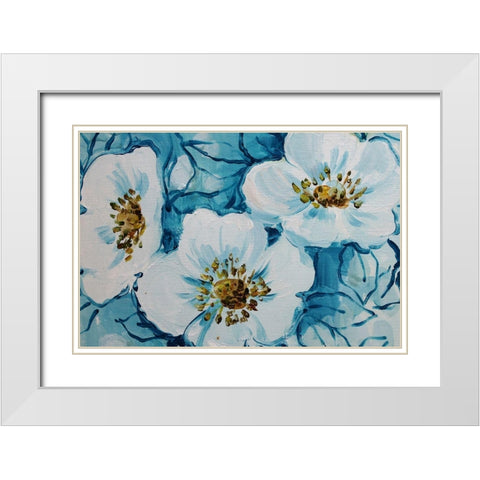 Blossom Bunch 12c White Modern Wood Framed Art Print with Double Matting by Boho Hue Studio