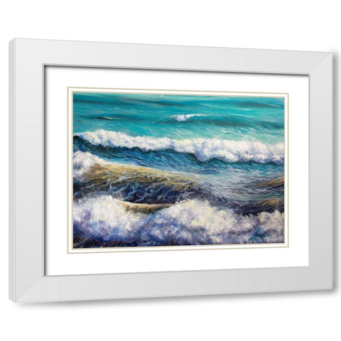 Ocean Roll White Modern Wood Framed Art Print with Double Matting by Boho Hue Studio