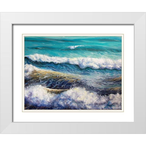 Ocean Roll White Modern Wood Framed Art Print with Double Matting by Boho Hue Studio