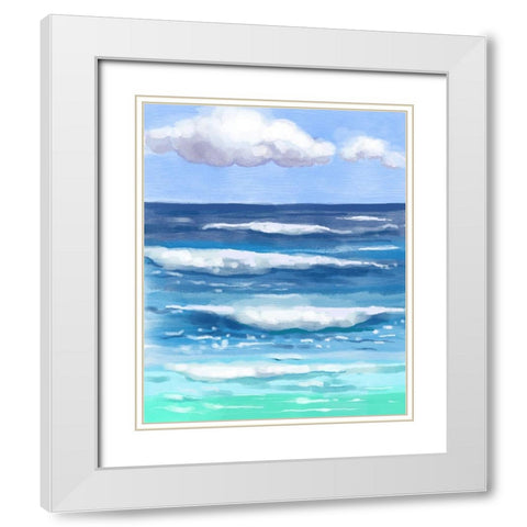 Coastal Waves White Modern Wood Framed Art Print with Double Matting by Boho Hue Studio