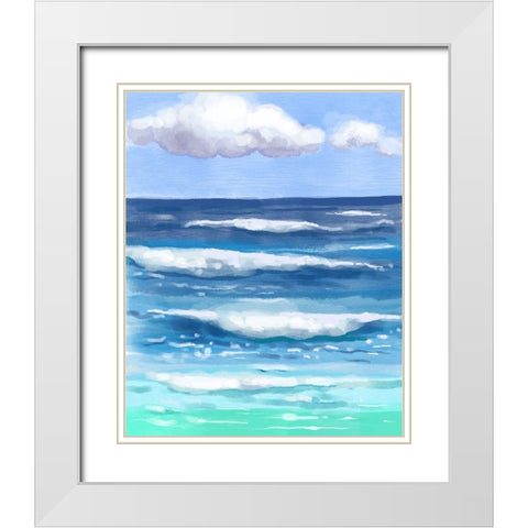 Coastal Waves White Modern Wood Framed Art Print with Double Matting by Boho Hue Studio