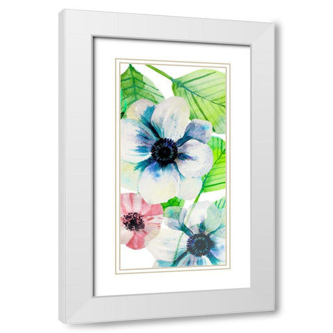 Flower Panel 1 White Modern Wood Framed Art Print with Double Matting by Boho Hue Studio