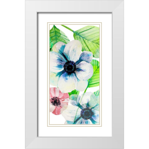 Flower Panel 1 White Modern Wood Framed Art Print with Double Matting by Boho Hue Studio