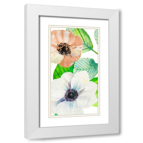 Flower Panel 2 White Modern Wood Framed Art Print with Double Matting by Boho Hue Studio