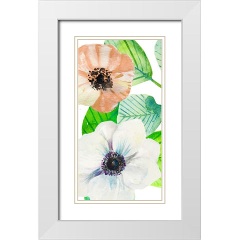 Flower Panel 2 White Modern Wood Framed Art Print with Double Matting by Boho Hue Studio