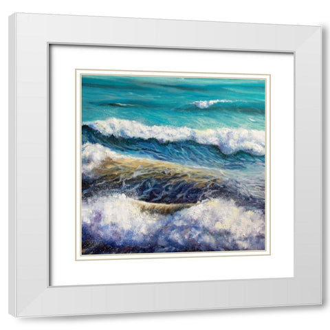 Ocean Waves White Modern Wood Framed Art Print with Double Matting by Boho Hue Studio