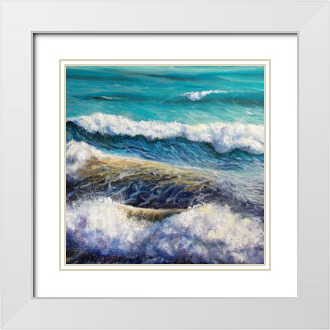 Ocean Waves White Modern Wood Framed Art Print with Double Matting by Boho Hue Studio