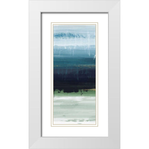 Trio Blues A White Modern Wood Framed Art Print with Double Matting by Alvarez, Cynthia
