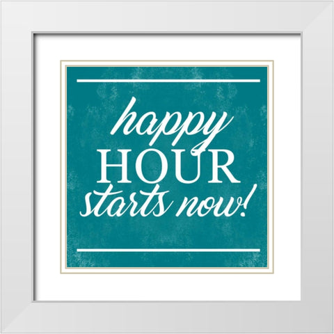 Happy Hour Begins White Modern Wood Framed Art Print with Double Matting by Alvarez, Cynthia