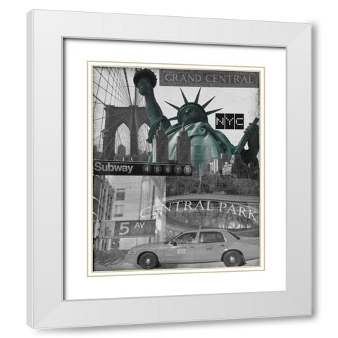 All About NY 2 White Modern Wood Framed Art Print with Double Matting by Stevens, Carole