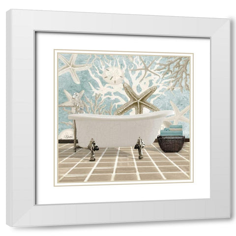 Coral Bath 1A White Modern Wood Framed Art Print with Double Matting by Stevens, Carole