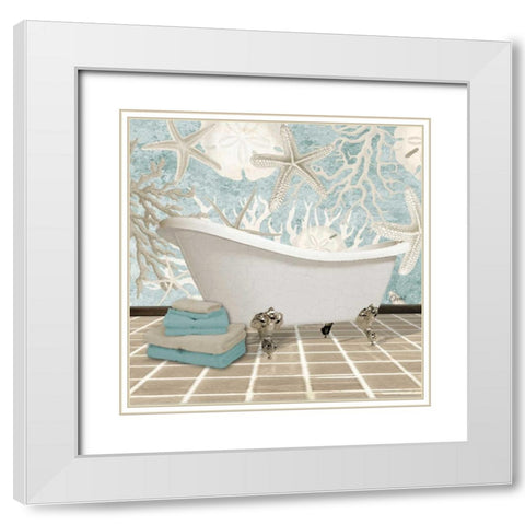 Coral Bath 2A White Modern Wood Framed Art Print with Double Matting by Stevens, Carole