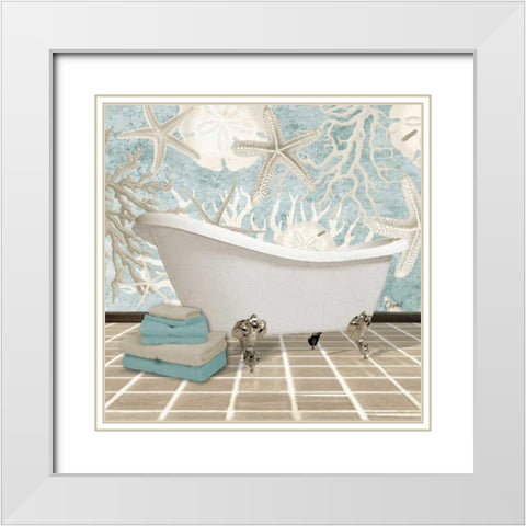 Coral Bath 2A White Modern Wood Framed Art Print with Double Matting by Stevens, Carole