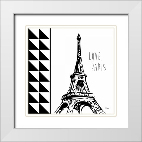 Love Paris White Modern Wood Framed Art Print with Double Matting by Stevens, Carole
