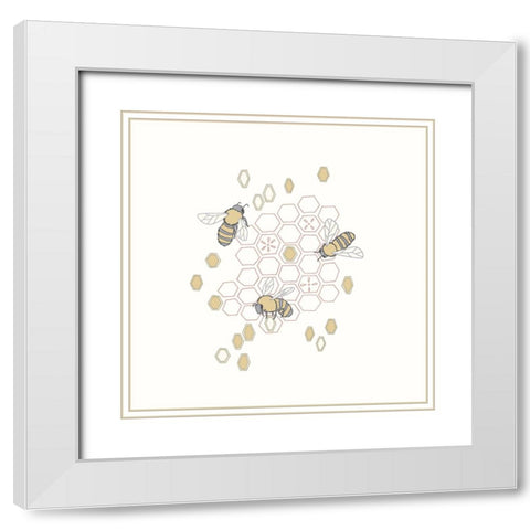 Honeycomb White Modern Wood Framed Art Print with Double Matting by Sweet Melody Designs