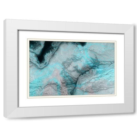Blue Crevice White Modern Wood Framed Art Print with Double Matting by Brown, Denise