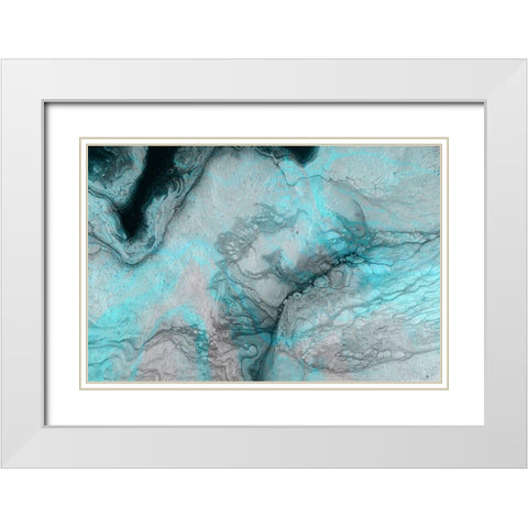 Blue Crevice White Modern Wood Framed Art Print with Double Matting by Brown, Denise