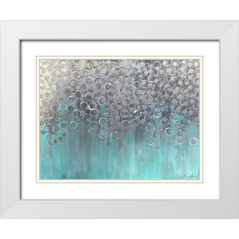Raining on Aqua White Modern Wood Framed Art Print with Double Matting by Brown, Denise