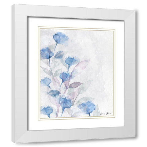 Modern Poppies 1 Blue White Modern Wood Framed Art Print with Double Matting by Brown, Denise
