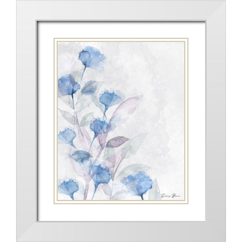 Modern Poppies 1 Blue White Modern Wood Framed Art Print with Double Matting by Brown, Denise