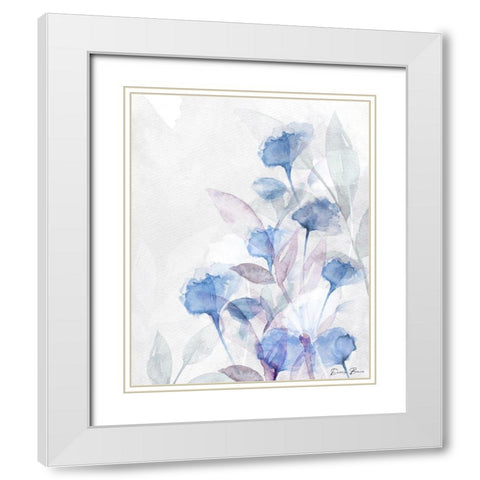 Modern Poppies 2 Blue White Modern Wood Framed Art Print with Double Matting by Brown, Denise