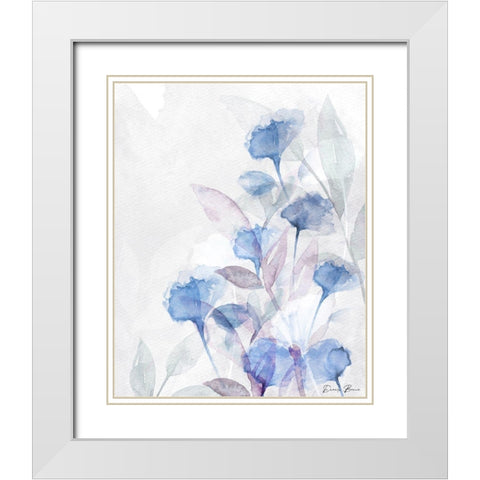 Modern Poppies 2 Blue White Modern Wood Framed Art Print with Double Matting by Brown, Denise