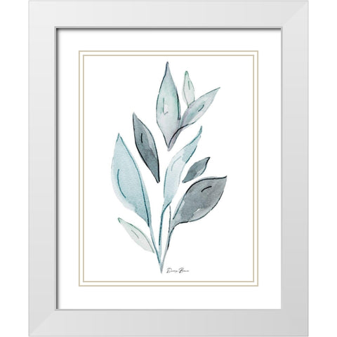 Watercolor Botanical 2 White Modern Wood Framed Art Print with Double Matting by Brown, Denise