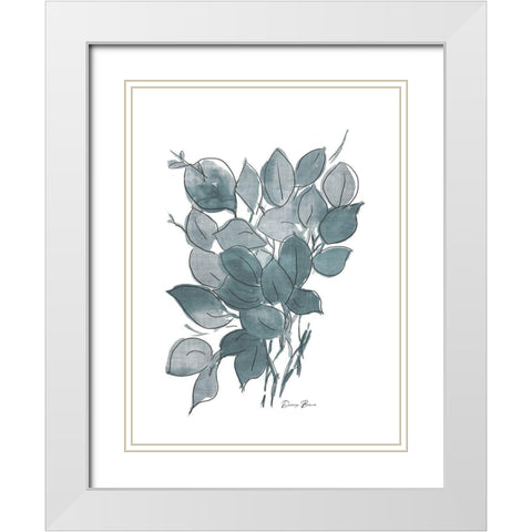 Outlined Stem 1 White Modern Wood Framed Art Print with Double Matting by Brown, Denise