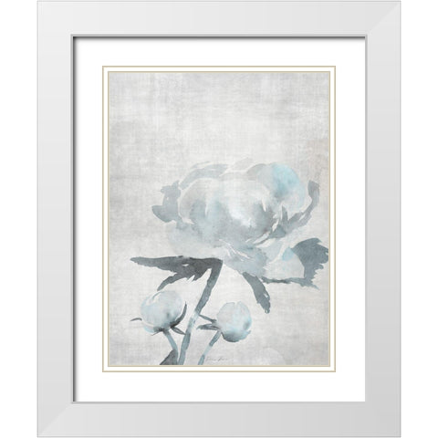 Watercolor Blooms 1 2.0 Blue White Modern Wood Framed Art Print with Double Matting by Brown, Denise