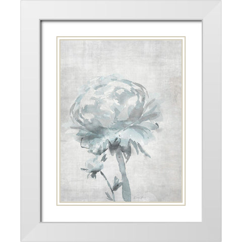 Watercolor Blooms 2 2.0 Blue White Modern Wood Framed Art Print with Double Matting by Brown, Denise