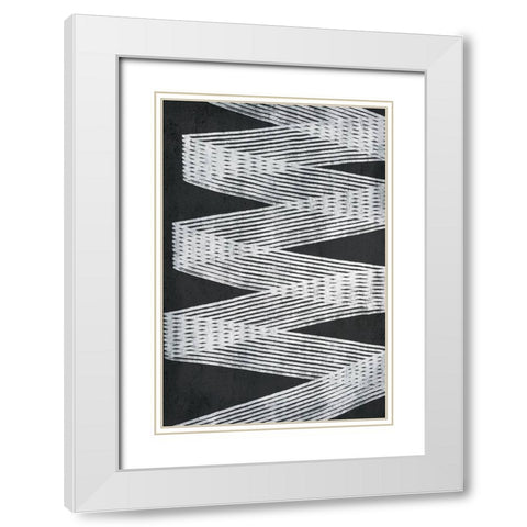 Monochrome Lines 1 White Modern Wood Framed Art Print with Double Matting by Brown, Denise