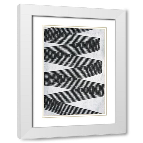 Monochrome Lines 2 White Modern Wood Framed Art Print with Double Matting by Brown, Denise