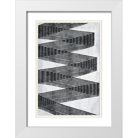 Monochrome Lines 2 White Modern Wood Framed Art Print with Double Matting by Brown, Denise