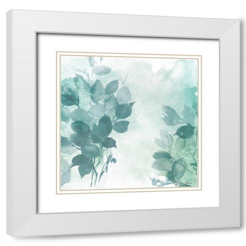 Watercolor Leaves 1 White Modern Wood Framed Art Print with Double Matting by Brown, Denise