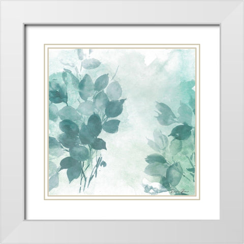 Watercolor Leaves 1 White Modern Wood Framed Art Print with Double Matting by Brown, Denise