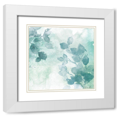 Watercolor Leaves 2 White Modern Wood Framed Art Print with Double Matting by Brown, Denise