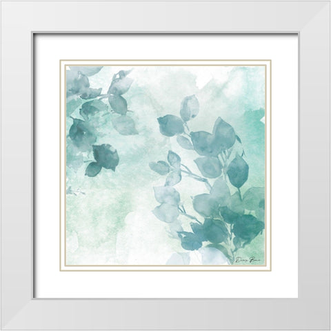Watercolor Leaves 2 White Modern Wood Framed Art Print with Double Matting by Brown, Denise