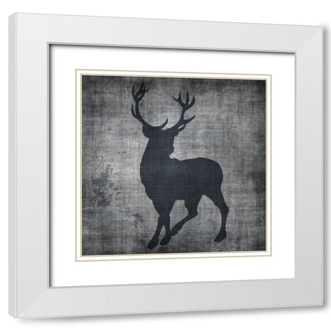 Deer Splash White Modern Wood Framed Art Print with Double Matting by Brown, Denise