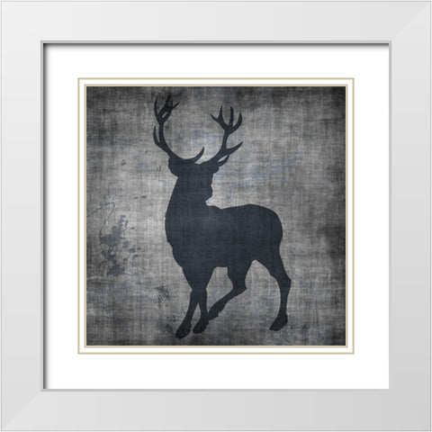 Deer Splash White Modern Wood Framed Art Print with Double Matting by Brown, Denise