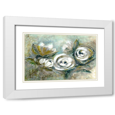 Green Serenity White Modern Wood Framed Art Print with Double Matting by Charest, Doris