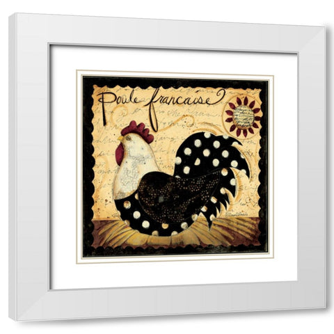 Polka Rooster White Modern Wood Framed Art Print with Double Matting by DiPaolo, Dan