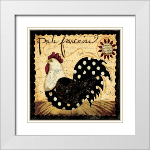 Polka Rooster White Modern Wood Framed Art Print with Double Matting by DiPaolo, Dan