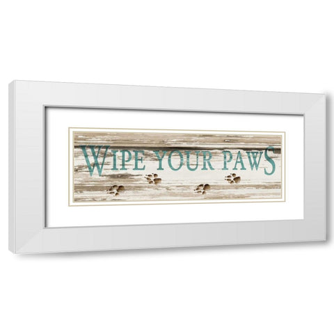 Wipe Your Paws White Modern Wood Framed Art Print with Double Matting by Stimson, Diane
