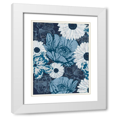 Floral Toile 3 White Modern Wood Framed Art Print with Double Matting by Stimson, Diane