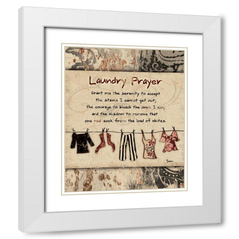 Laundry Prayer Distress White Modern Wood Framed Art Print with Double Matting by Stimson, Diane