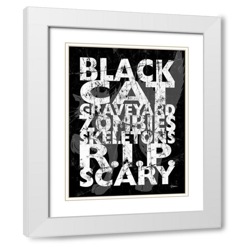 Black Cat White Modern Wood Framed Art Print with Double Matting by Stimson, Diane