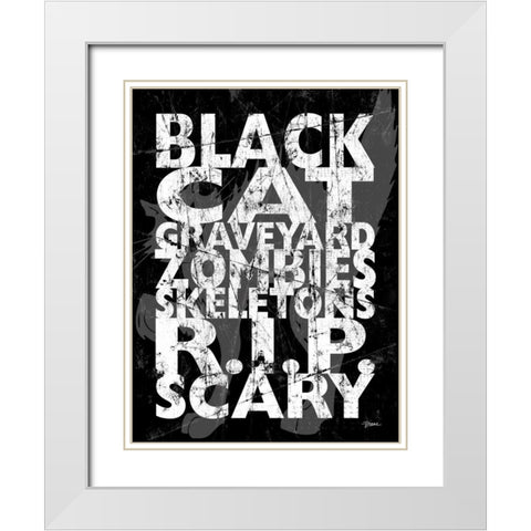 Black Cat White Modern Wood Framed Art Print with Double Matting by Stimson, Diane