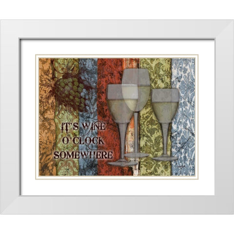 Glass Wine O Clock White Modern Wood Framed Art Print with Double Matting by Stimson, Diane