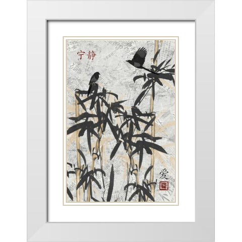 Bamboo Jungle B White Modern Wood Framed Art Print with Double Matting by Stimson, Diane