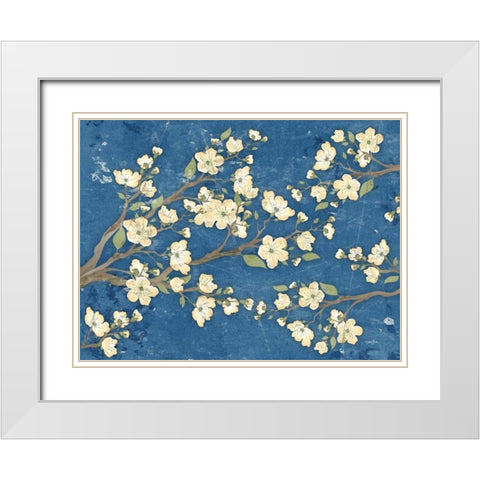 Cherry Blossoms Blue White Modern Wood Framed Art Print with Double Matting by Stimson, Diane